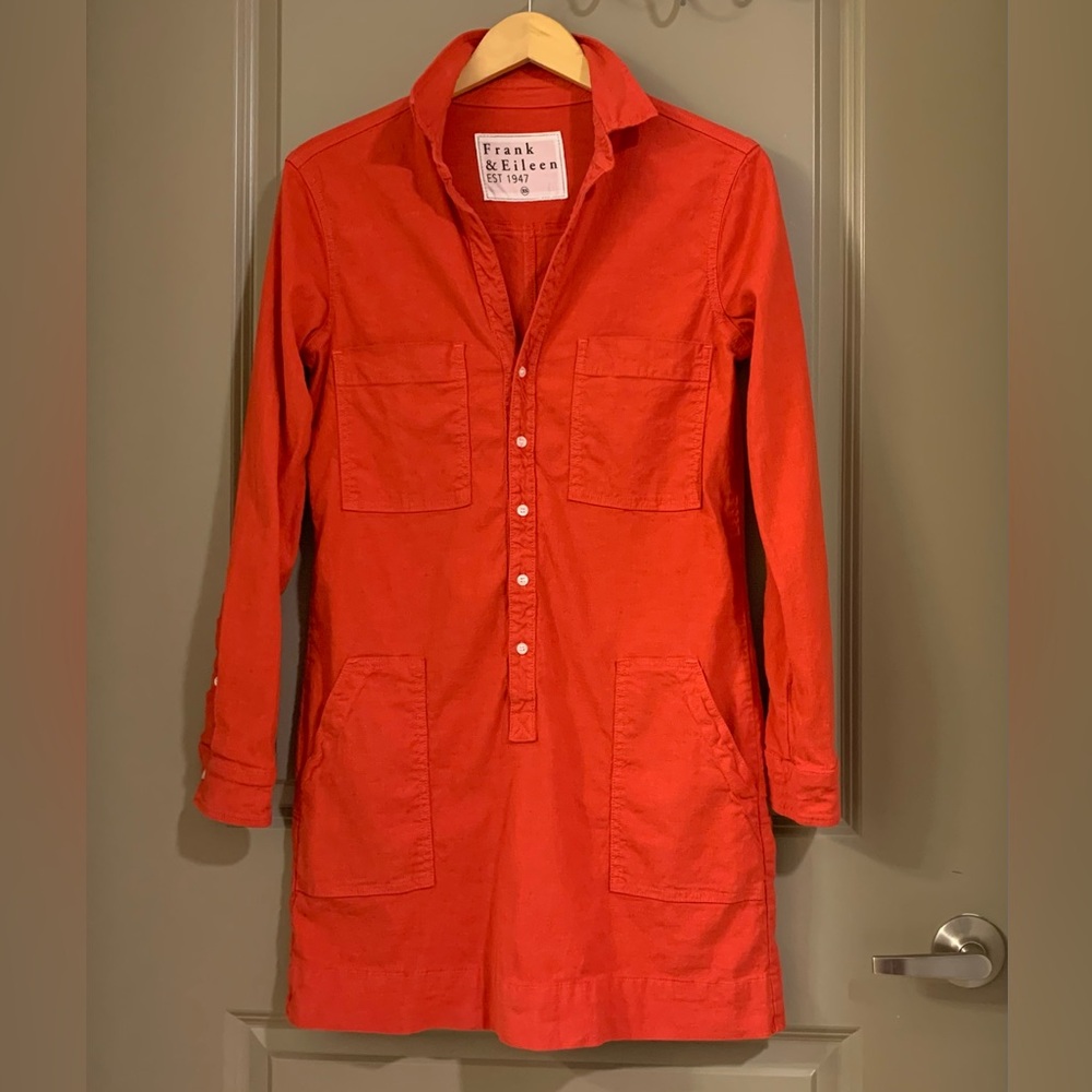 Frank & Eileen Southern Ireland Linen Blend Utility Mini Dress Red Size XS - Picture 7 of 16